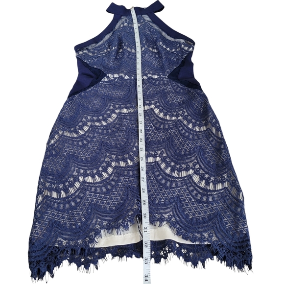 Shareen Collections Blue Lace & Mesh Bodycon Mini Dress Party Wedding Date - Picture 9 of 9
